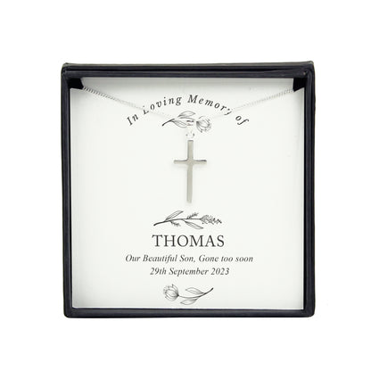 Personalised In Loving Memory Cross Sentiment Necklace and Box