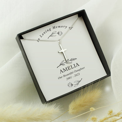 Personalised In Loving Memory Cross Sentiment Necklace and Box