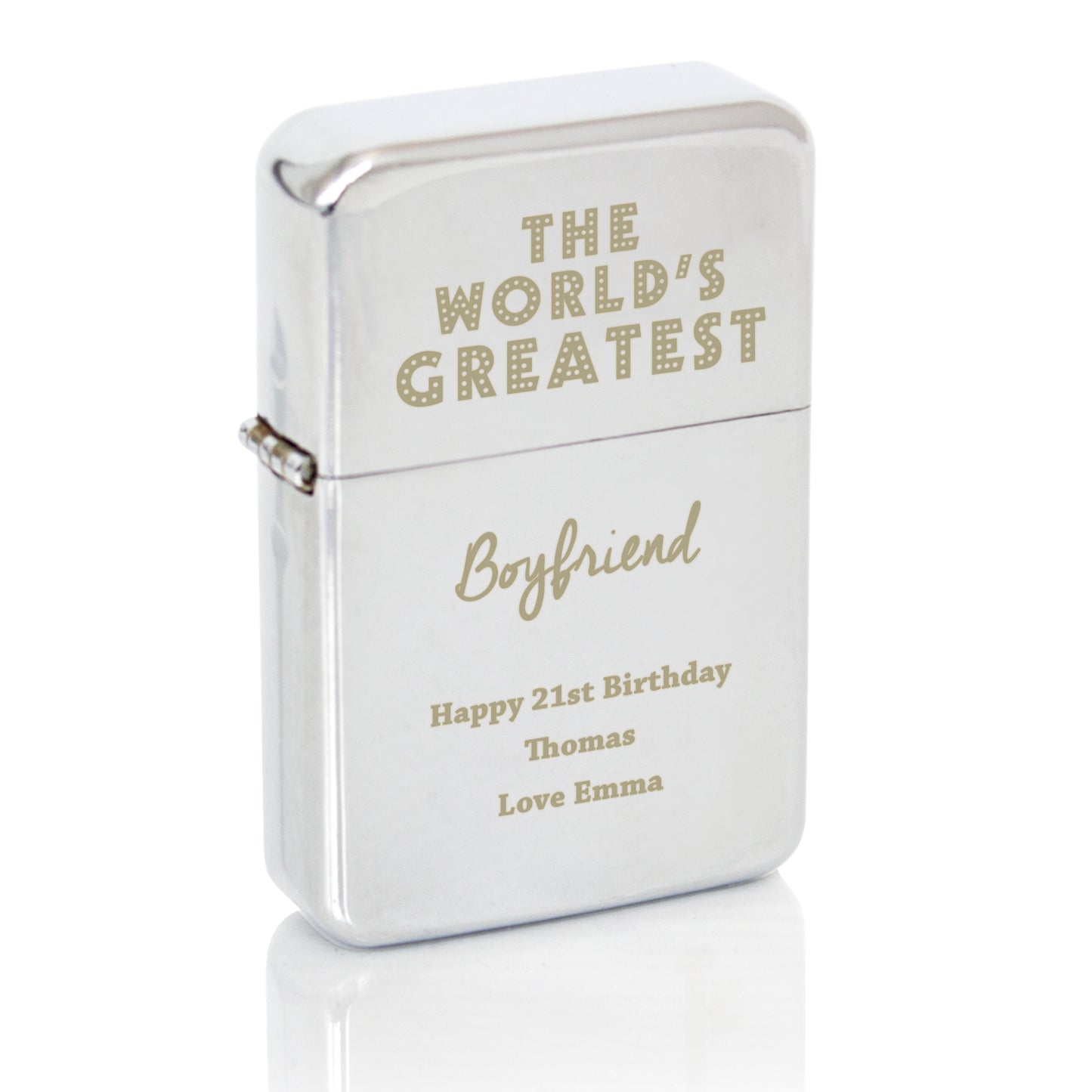 Personalised 'The World's Greatest' Silver Lighter