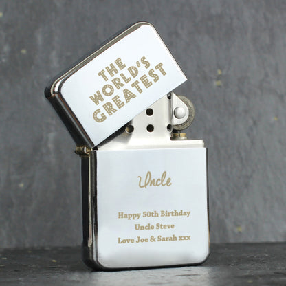 Personalised 'The World's Greatest' Silver Lighter