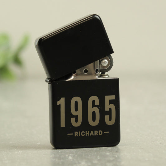 Personalised Date & Name Black Lighter