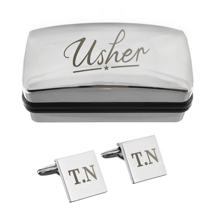 Personalised Usher Wedding Cufflinks and Box Set