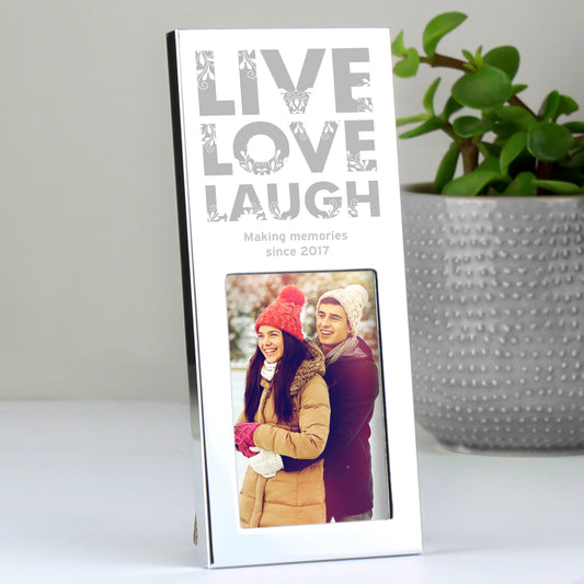 Personalised Small Live Love Laugh 2x3 Silver Photo Frame