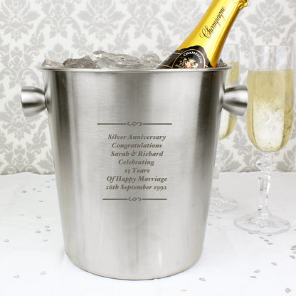 Personalised Any Message Stainless Steel Ice Bucket