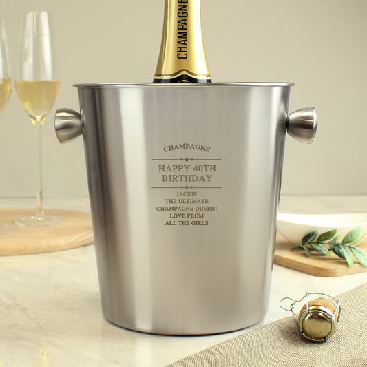 Personalised Diamond Stainless Steel Ice Bucket