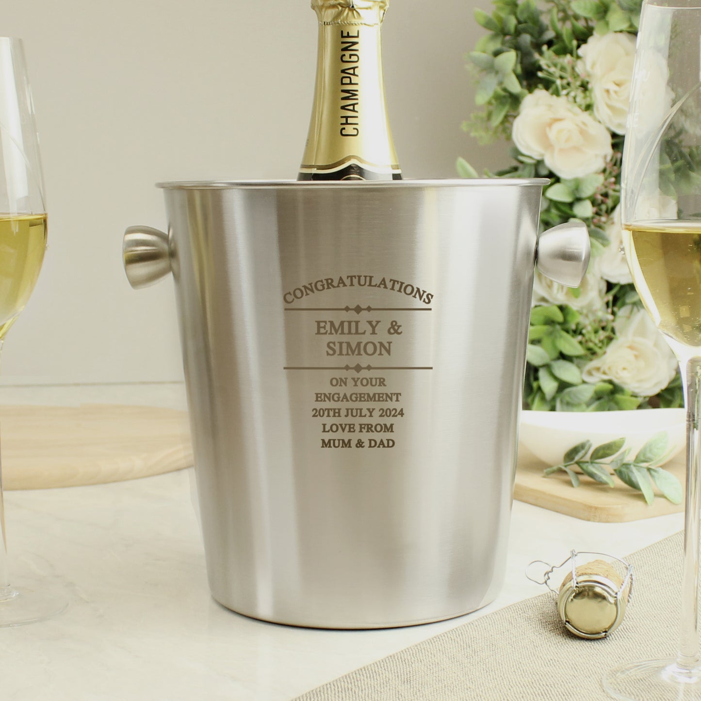 Personalised Diamond Stainless Steel Ice Bucket