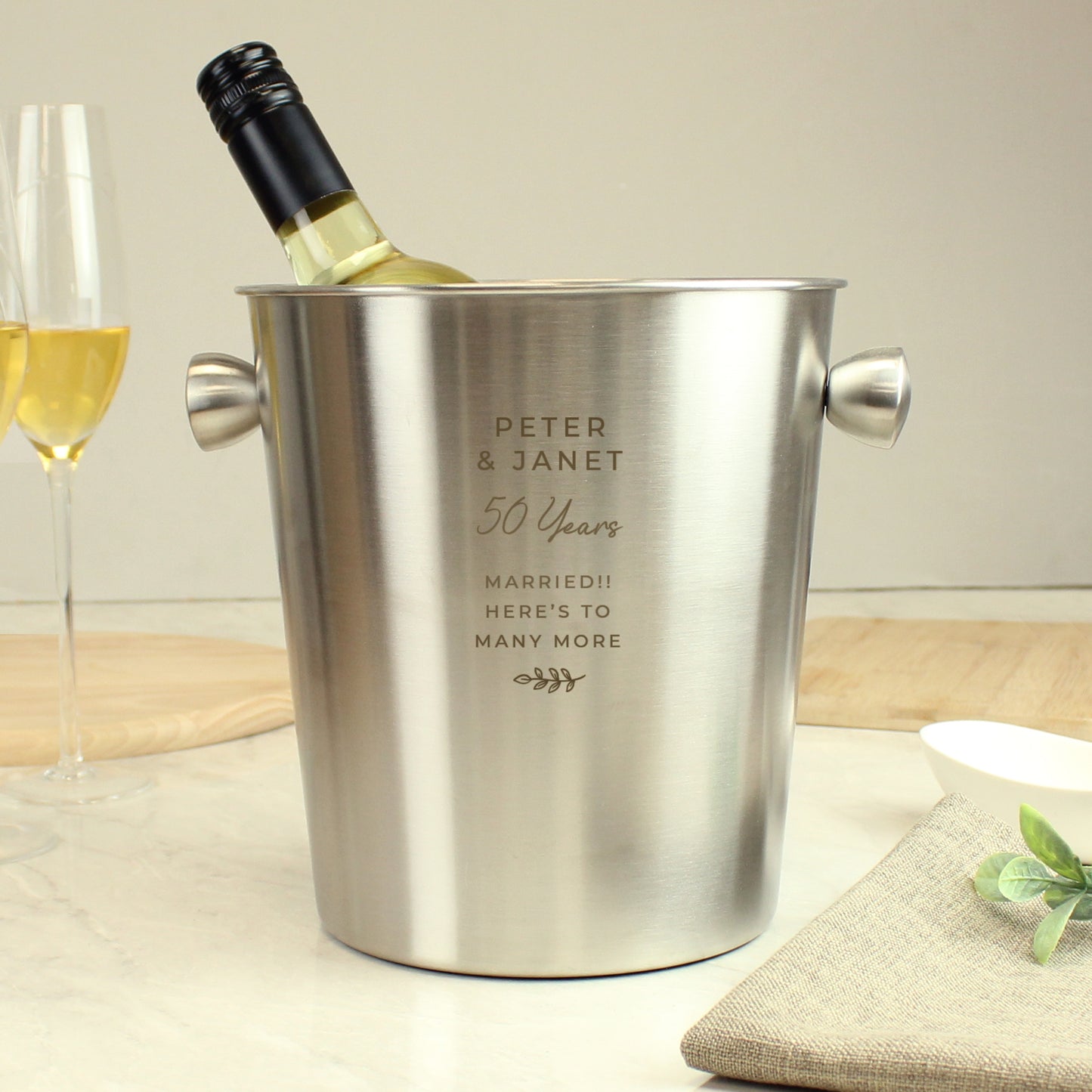 Personalised Free Text Stainless Steel Ice Bucket