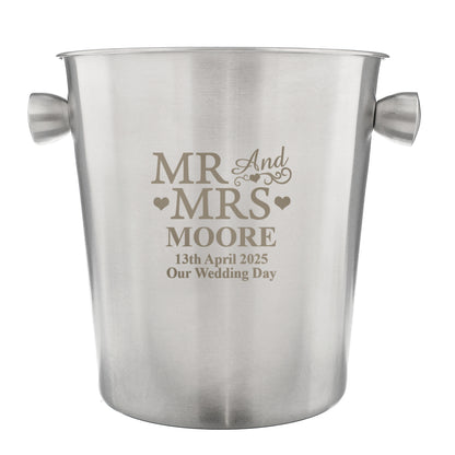 Personalised Mr & Mrs Stainless Steel Ice Bucket