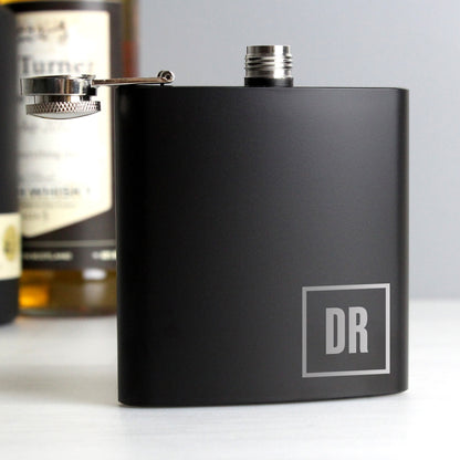 Personalised Initials Black Hip Flask