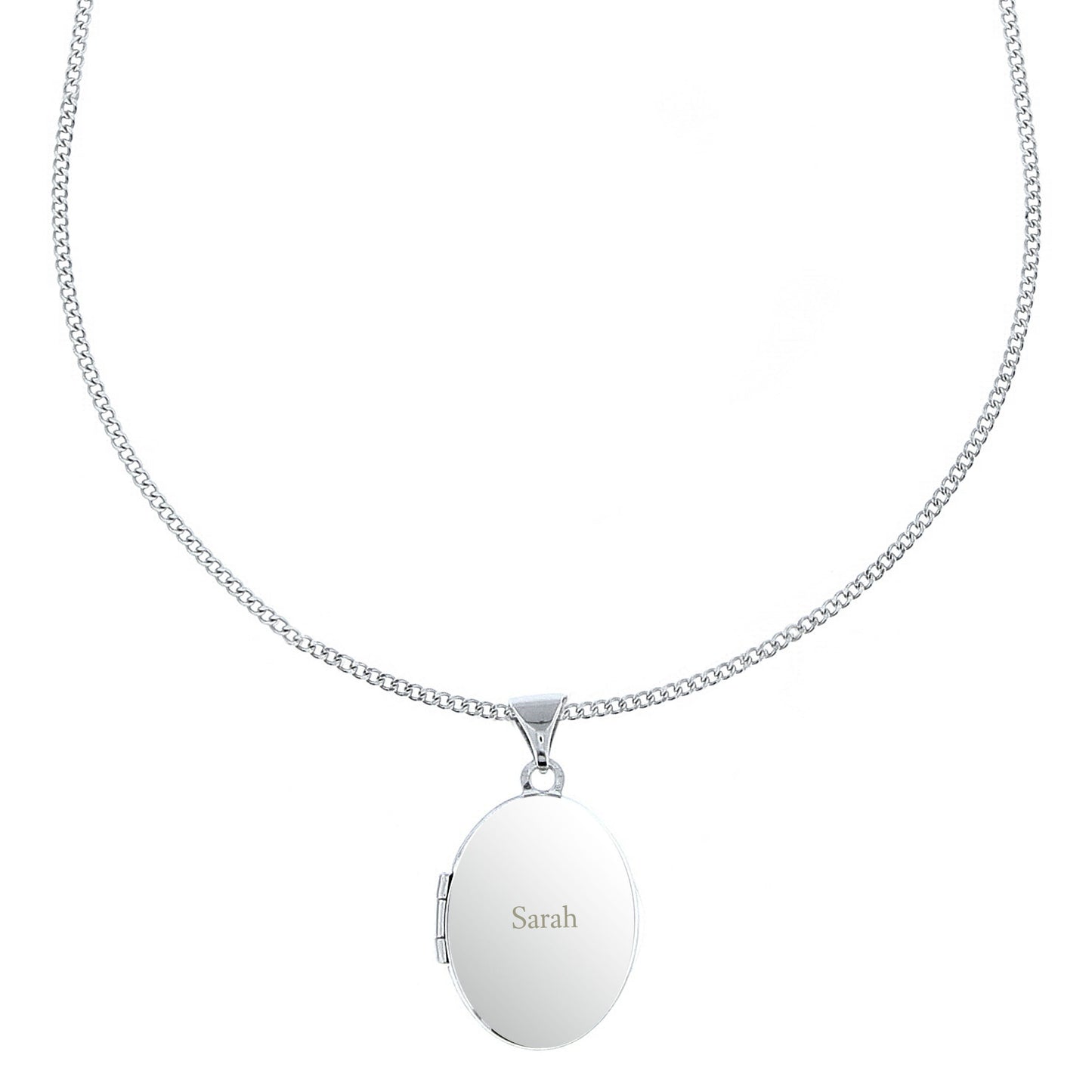 Personalised Name Only Sterling Silver Oval Locket Necklace