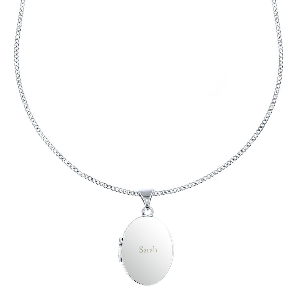Personalised Name Only Sterling Silver Oval Locket Necklace