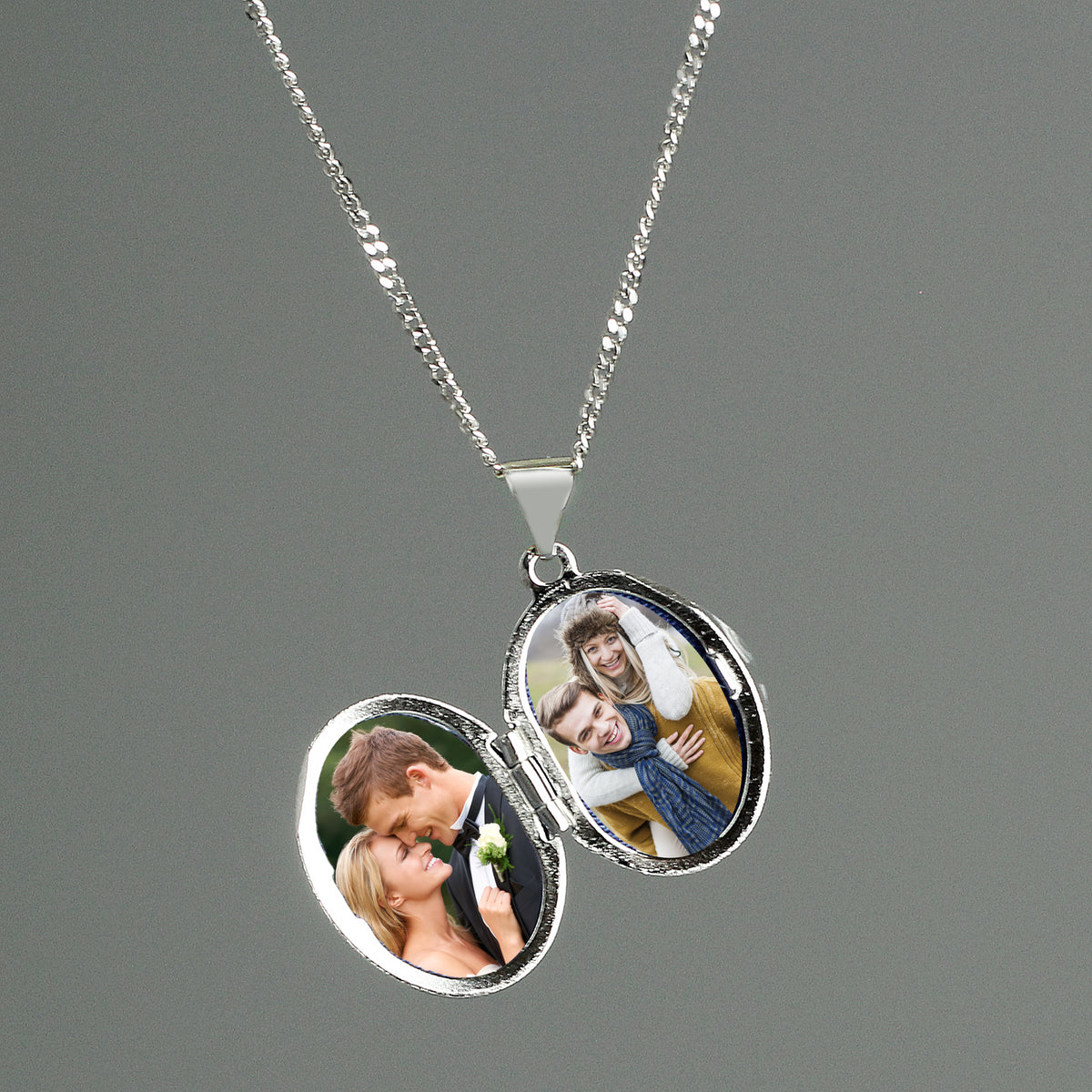 Personalised Name Only Sterling Silver Oval Locket Necklace