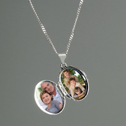 Personalised Name Only Sterling Silver Oval Locket Necklace