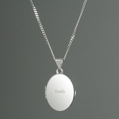 Personalised Name Only Sterling Silver Oval Locket Necklace