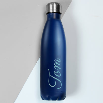 Personalised Blue Metal Insulated Drinks Bottle