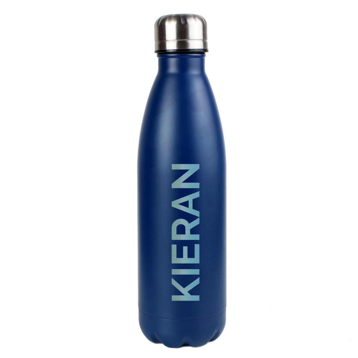 Personalised Bold Name Blue Metal Insulated Drinks Bottle