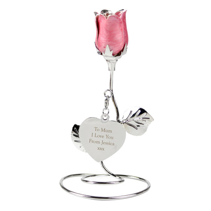 Personalised Free Text Pink Rose Bud Ornament