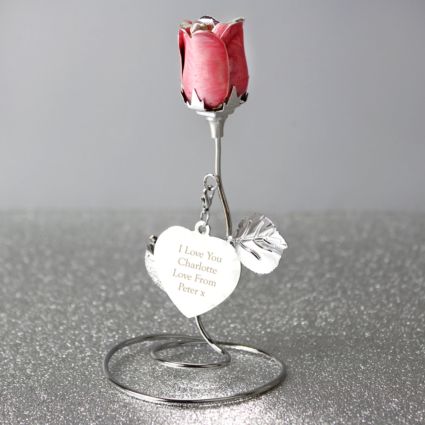 Personalised Free Text Pink Rose Bud Ornament