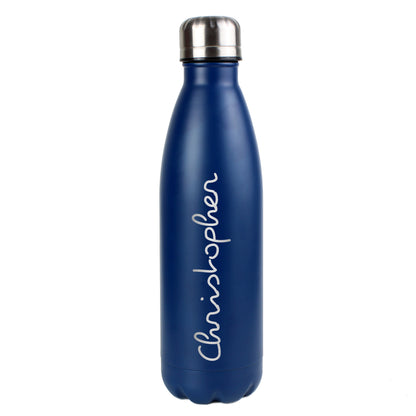 Personalised Name Only Blue Metal Insulated Drinks Bottle