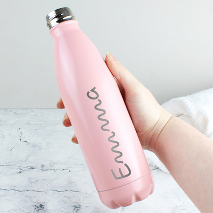 Personalised Name Only Pink Metal Insulated Drinks Bottle