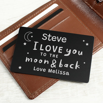 Personalised To The Moon & Back Black Wallet Card