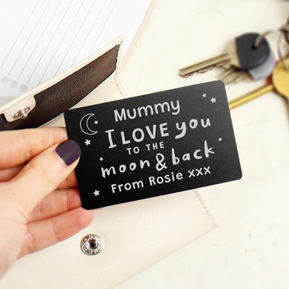 Personalised To The Moon & Back Black Wallet Card