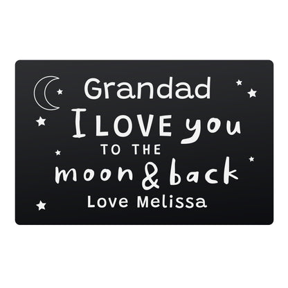 Personalised To The Moon & Back Black Wallet Card