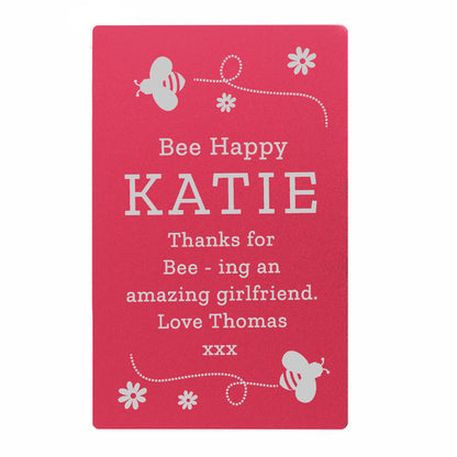 Personalised Bee Cerise Wallet Card