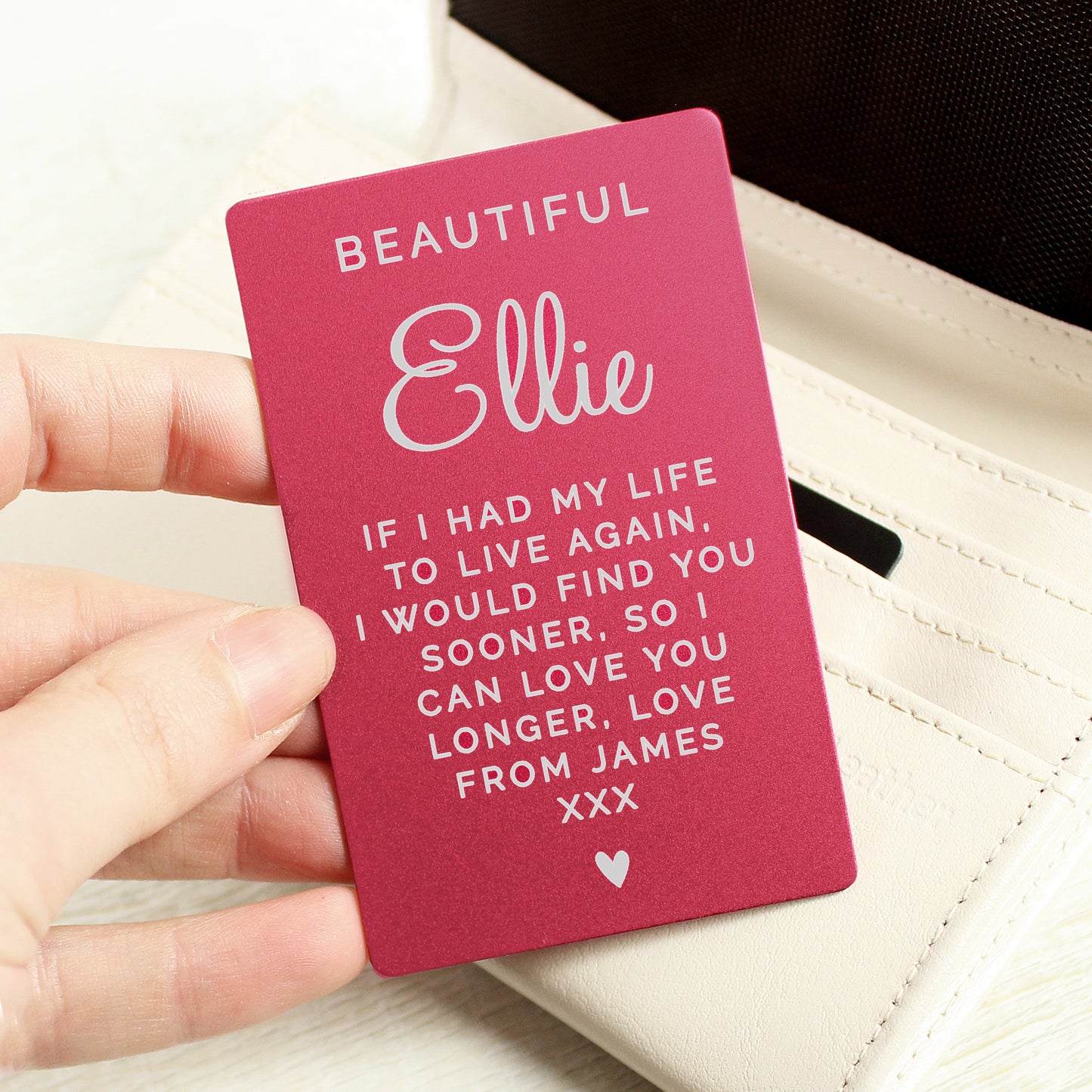 Personalised Free Text Cerise Wallet Card