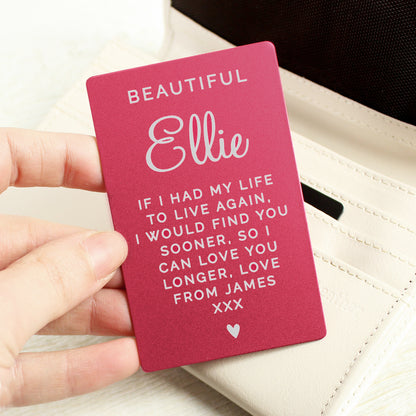 Personalised Free Text Cerise Wallet Card