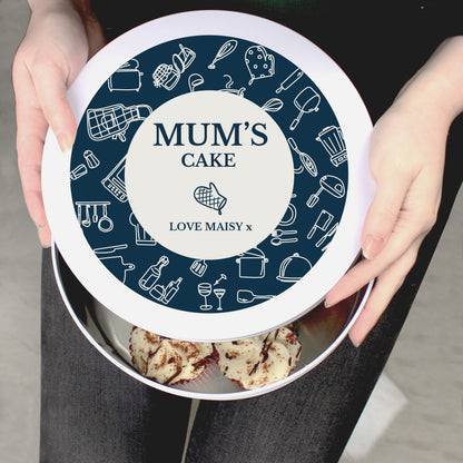 Personalised Navy Kitchen Design Cake Tin