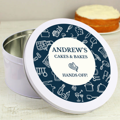 Personalised Navy Kitchen Design Cake Tin