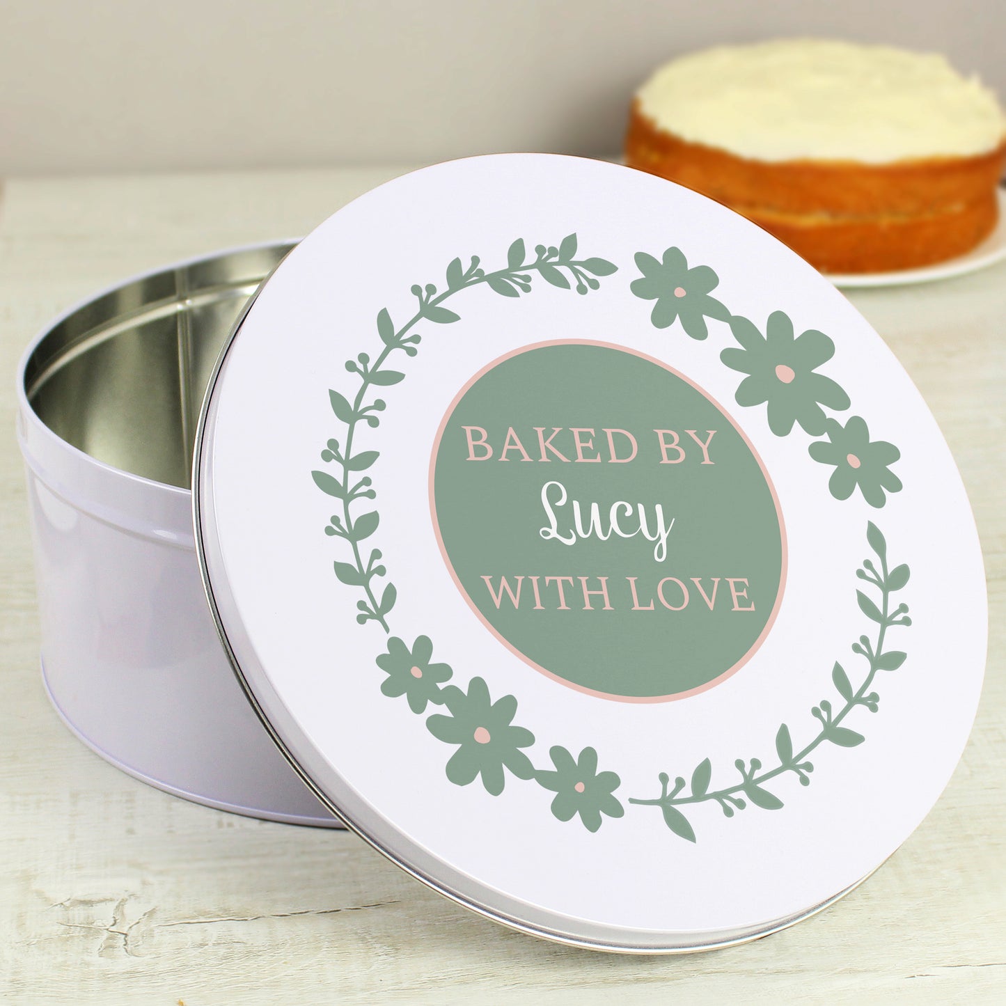 Personalised Floral Cake Tin