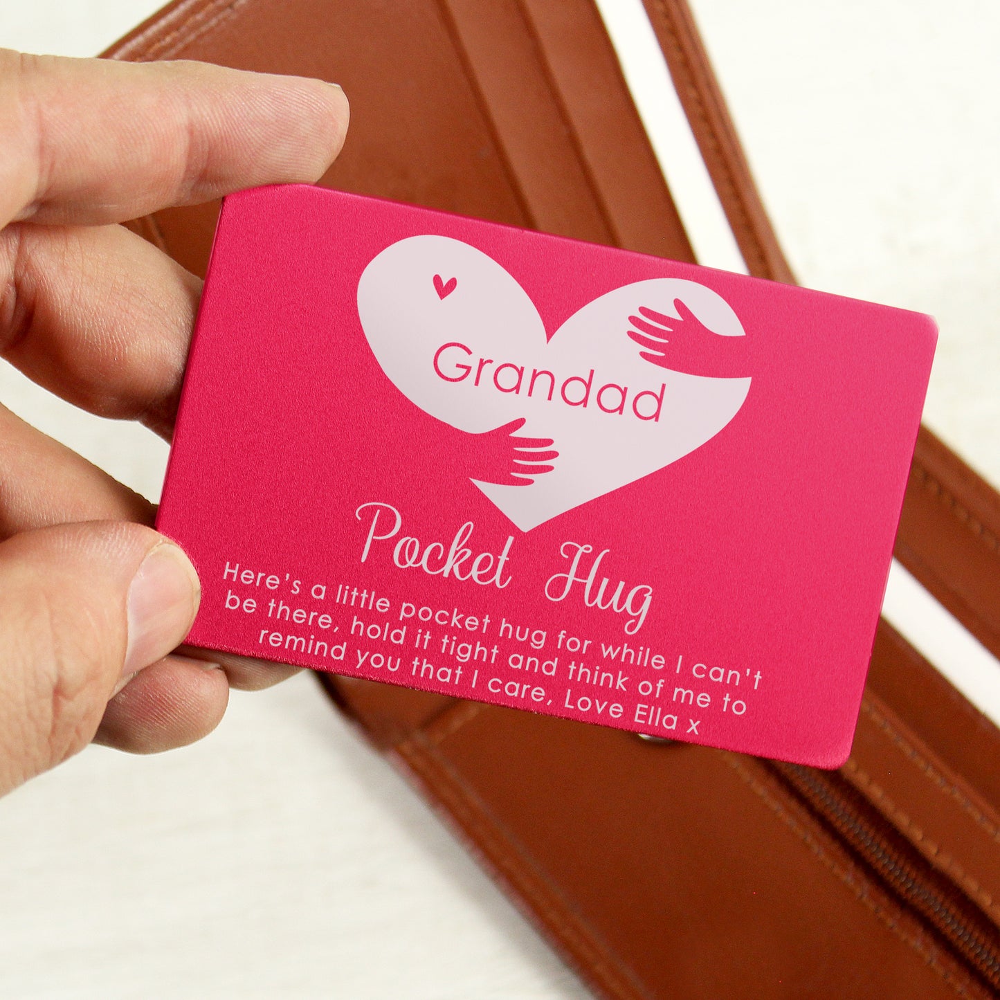 Personalised Pocket Hug Cerise Wallet Card