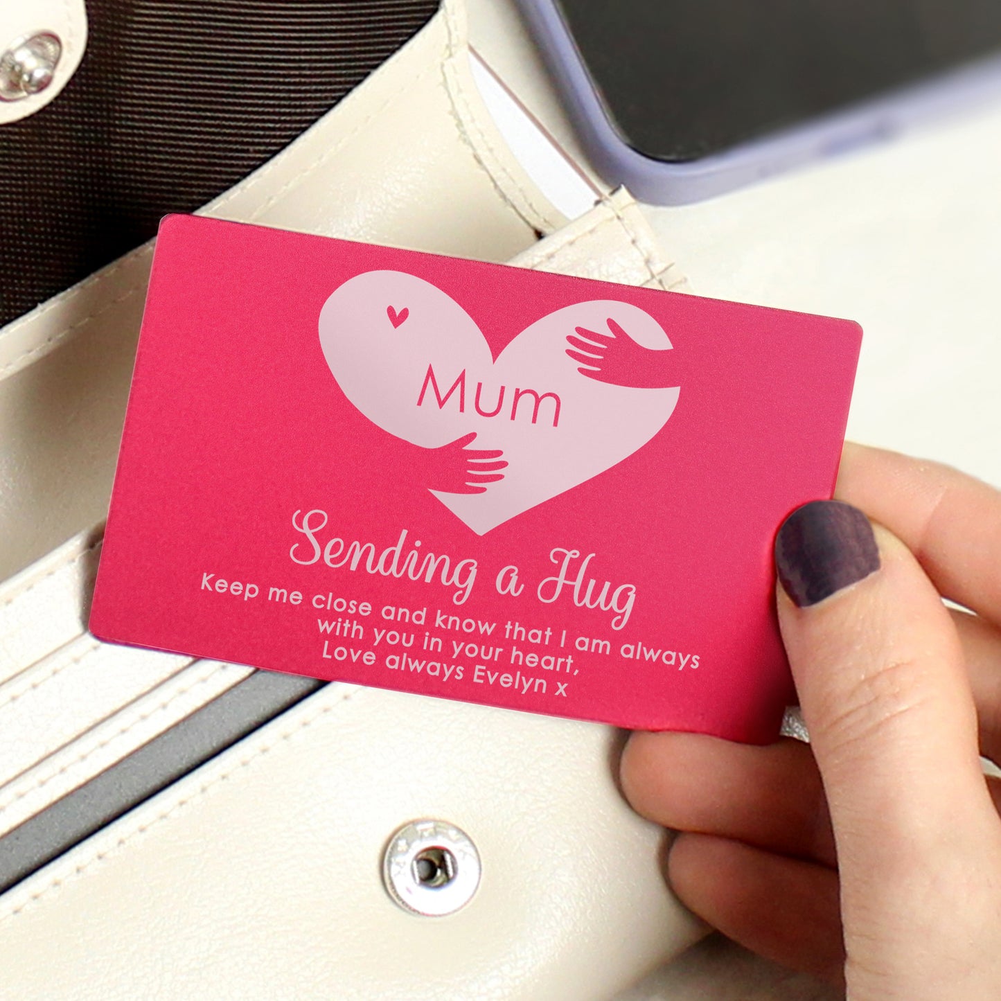 Personalised Pocket Hug Cerise Wallet Card