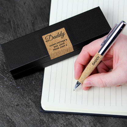 Personalised Free Text Cork Pen Set