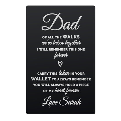 Personalised Of All The Walks Black Wallet Card