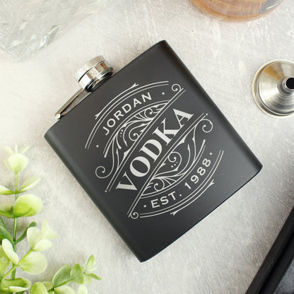 Personalised Spirit Black Hip Flask