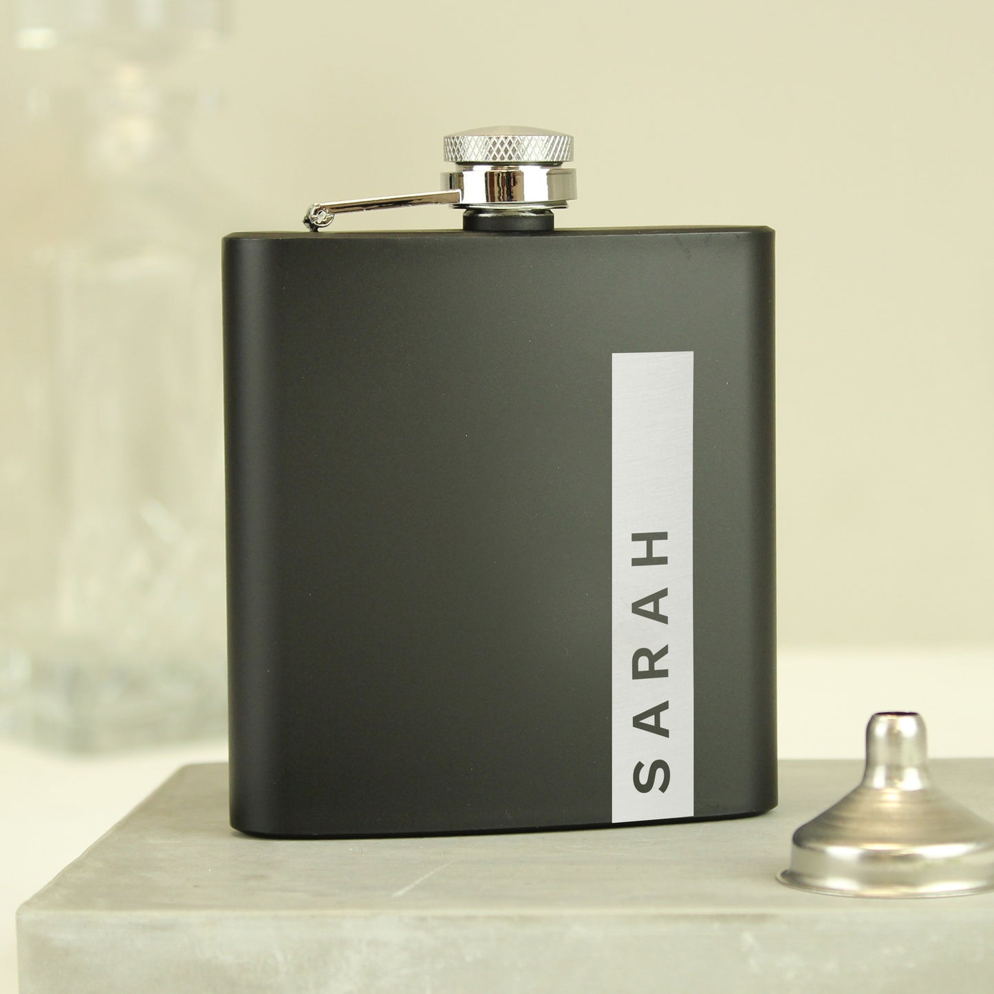 Personalised Name Only Black Hip Flask