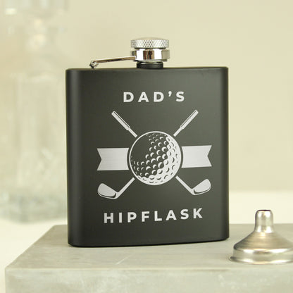 Personalised Golf Black Hip Flask