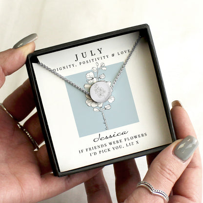 Personalised July Birth Flower Necklace and Box