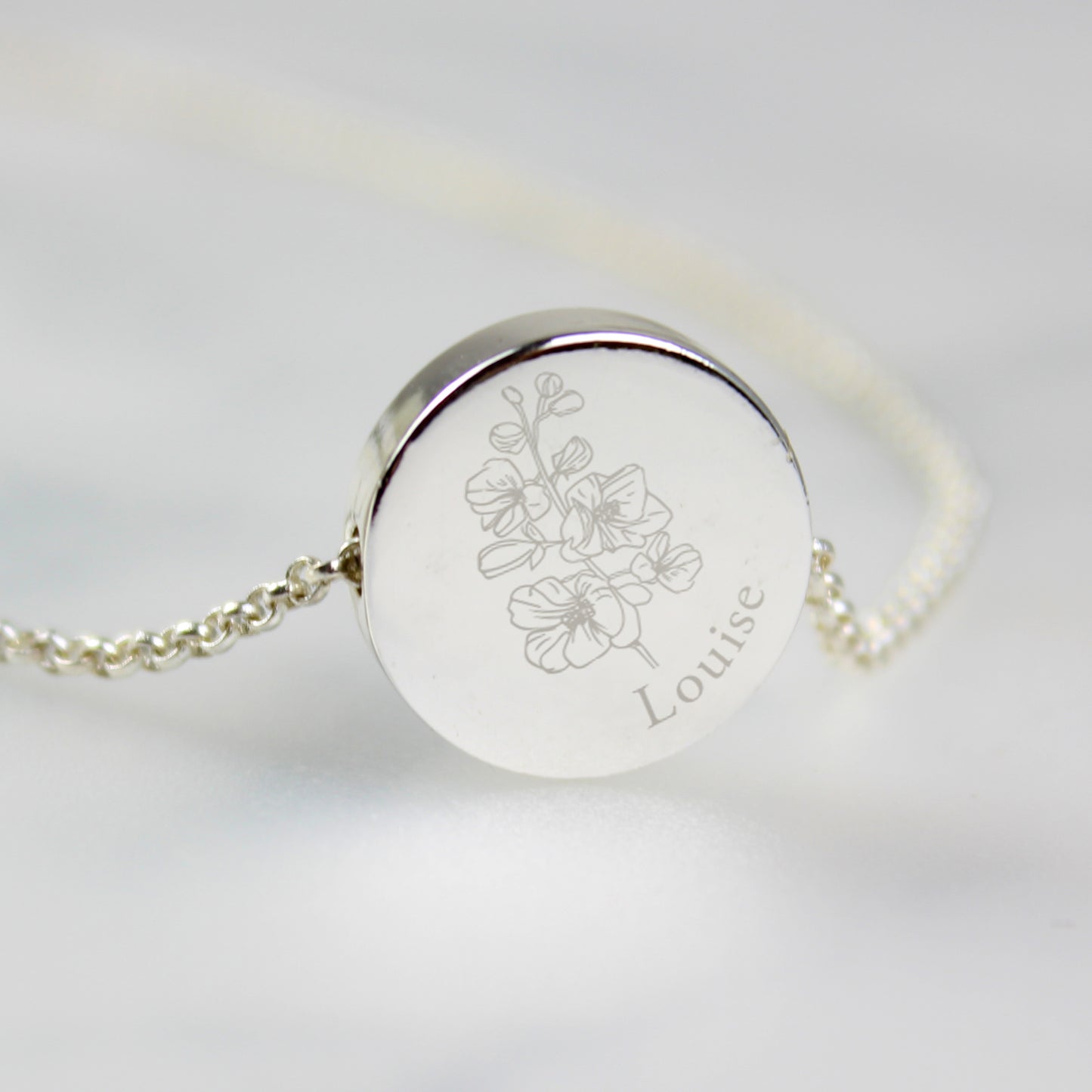 Personalised July Birth Flower Necklace and Box