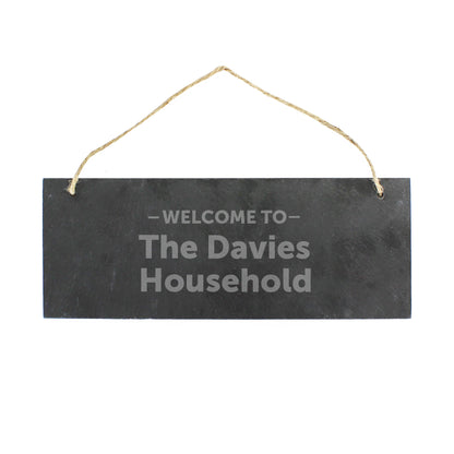 Personalised Welcome To... Hanging Slate Plaque