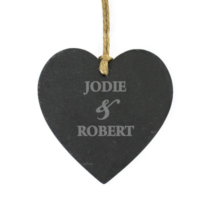 Personalised Couples Slate Heart Decoration