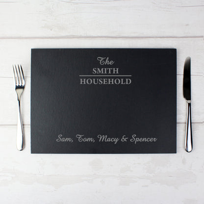 Personalised Family Slate Placemat