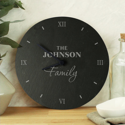 Personalised Family Slate Clock