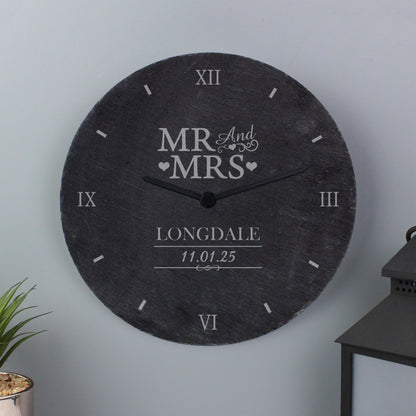 Personalised Mr & Mrs Slate Clock