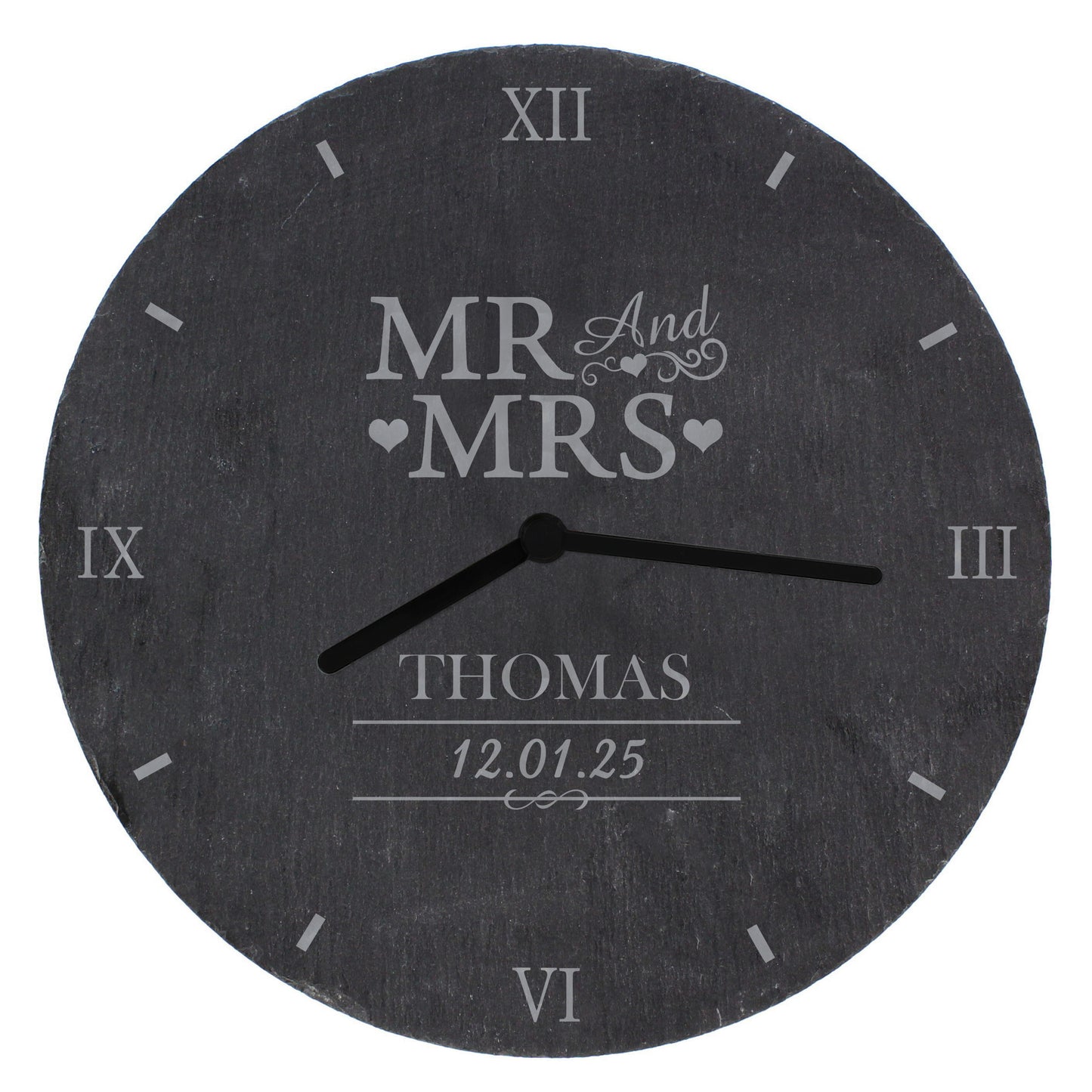 Personalised Mr & Mrs Slate Clock