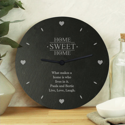 Personalised Home Sweet Home Slate Clock