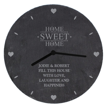 Personalised Home Sweet Home Slate Clock